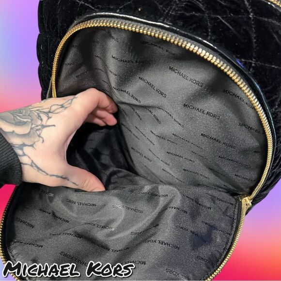 Preowned Michael Kors Black Quilted Velvet Backpack Bag – EUC - Picture 7 of 8